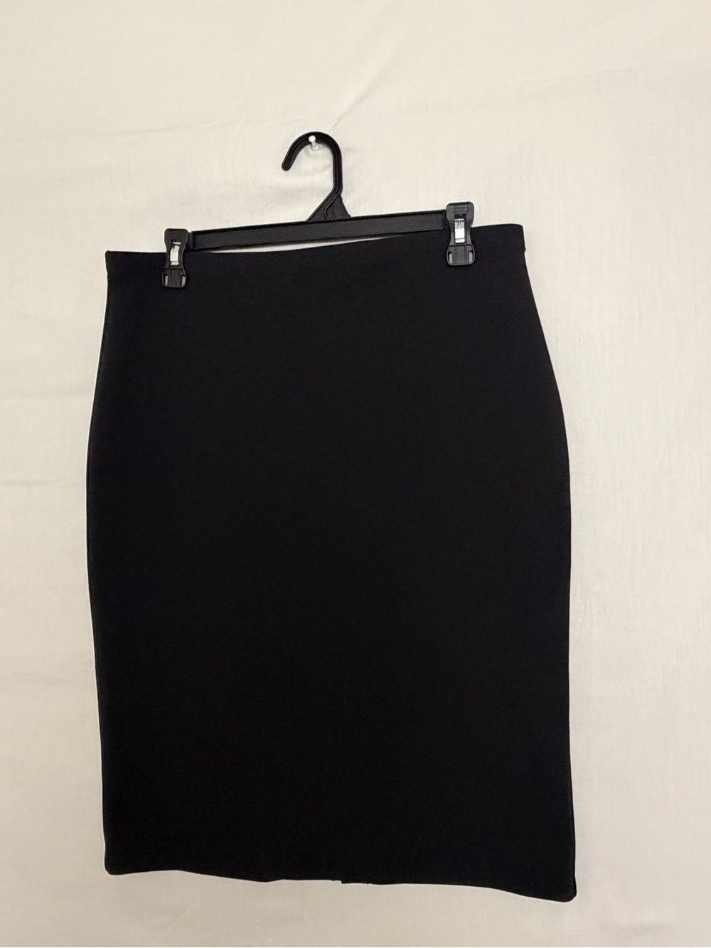 Vince Camuto Women Black Stretch Knit Pencil Midi Skirt Back Slit Size M(A877)